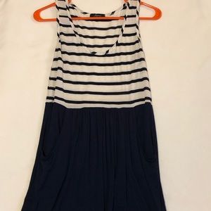 Navy and White Striped Tank.